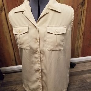 Joanna Plus Size Sleeveless Tan Blouse